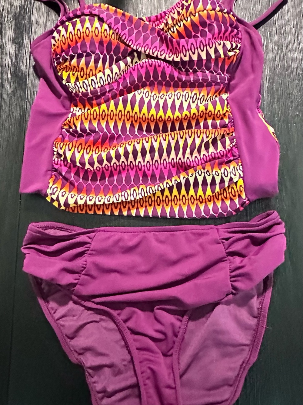 Sunsets Women's Purple Patterned Two-Piece Tankini Swim Set